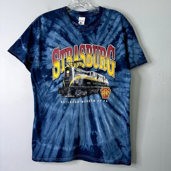 Strasburg Railroad Museum of PA GG1 Navy Blue Tie Dye Souvenir T-Shirt Mens Sz M - Picture 1 of 12